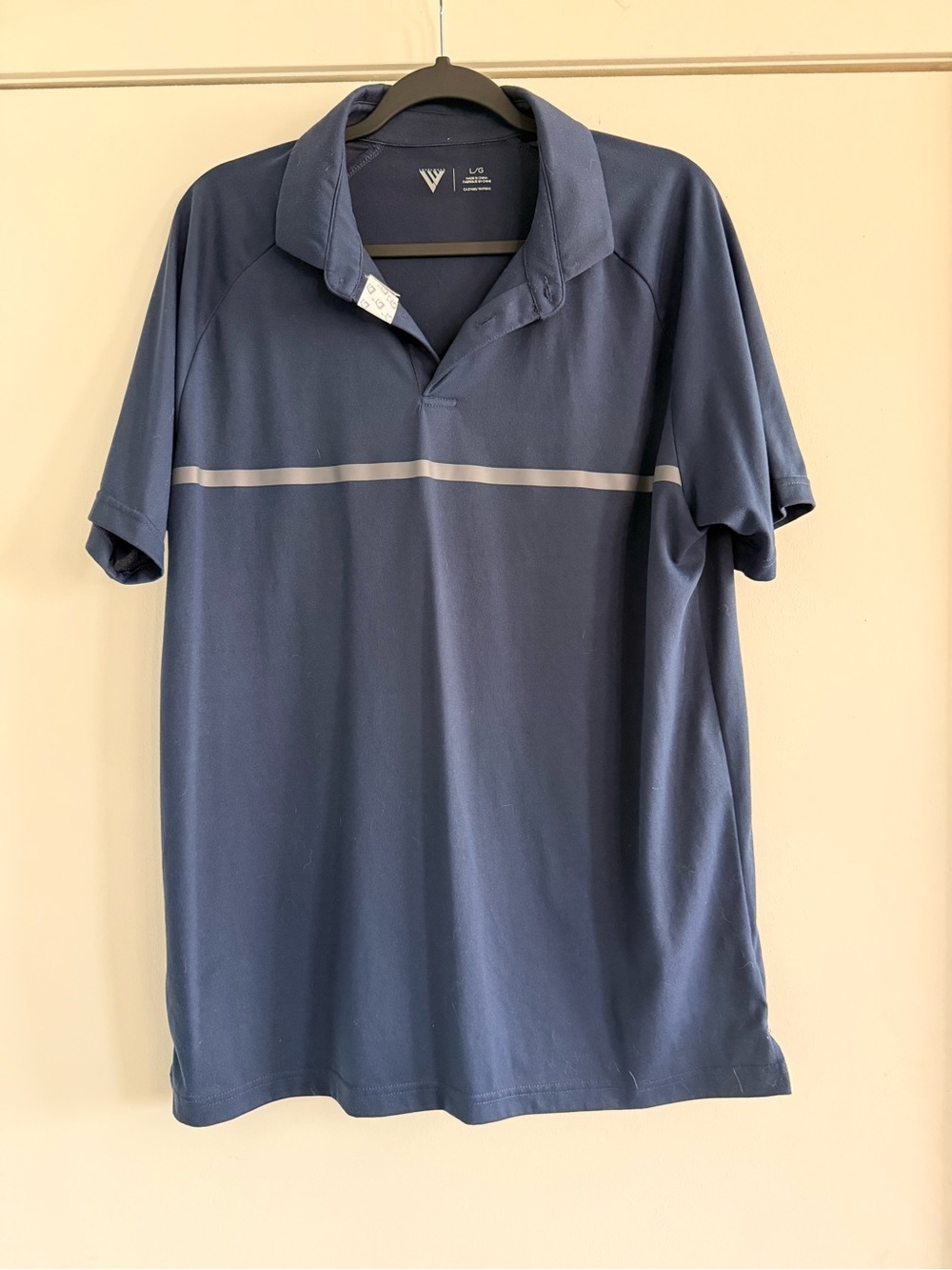 Men's Navy Polo with Horizontal Reflective Stripe